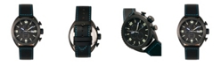Morphic M64 Series, Black Case, Chronograph Blue Piped Black Leather Band Watch w/ Date, 48mm